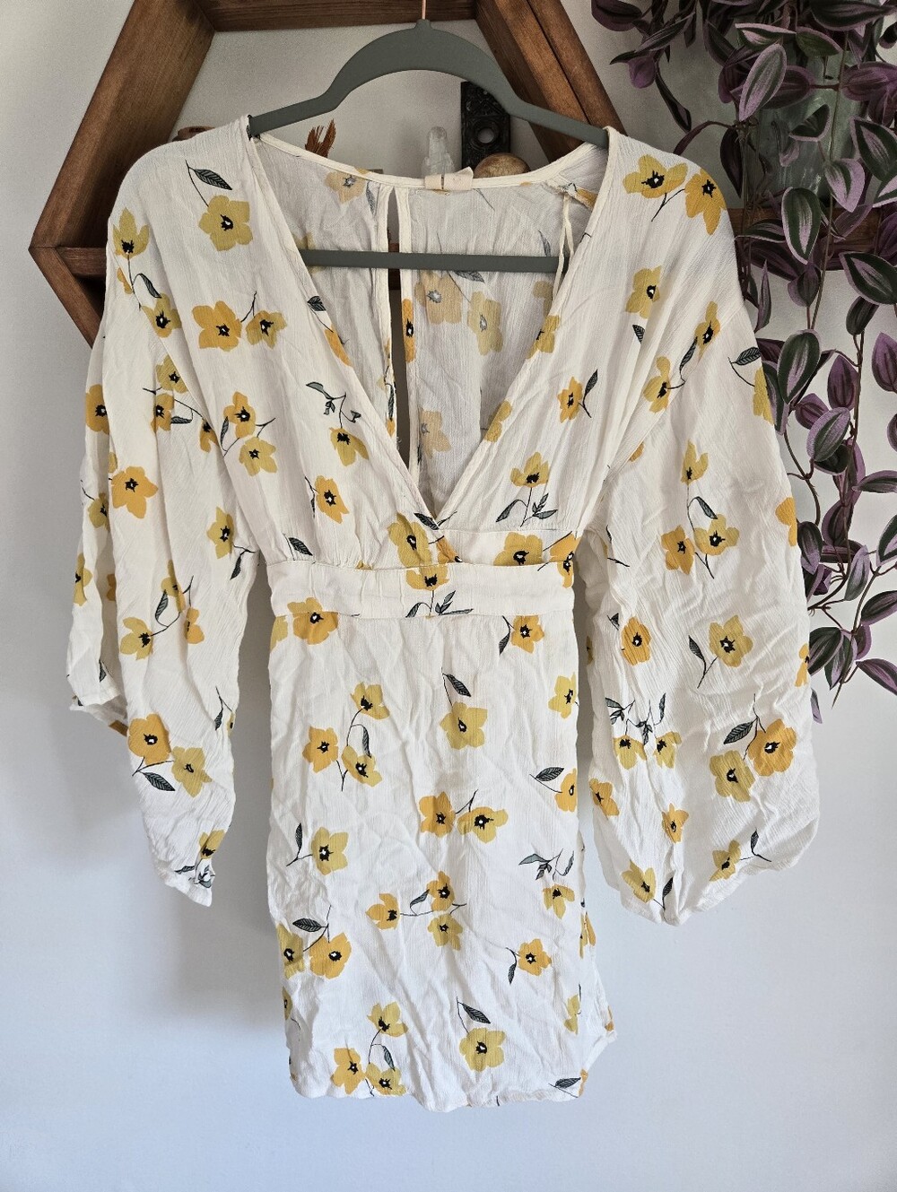 Billabong White And Yellow Floral Wrap Dress